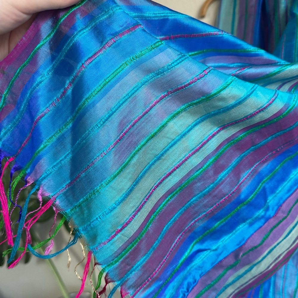 NWT Pappu Mama Blue Silk Scarf - Picture 12 of 12